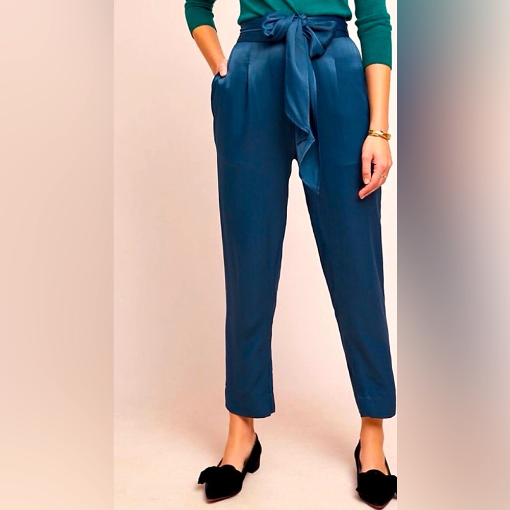 Anthropologie satin tie trousers